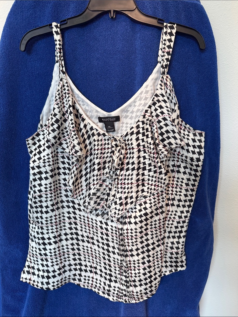 Banana Republic Black & White Houndstooth Ruffle Camisole